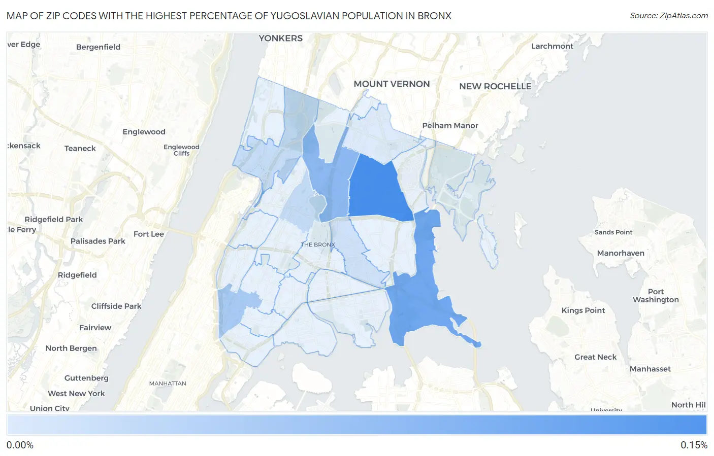 Zip Codes with the Highest Percentage of Yugoslavian Population in Bronx Map