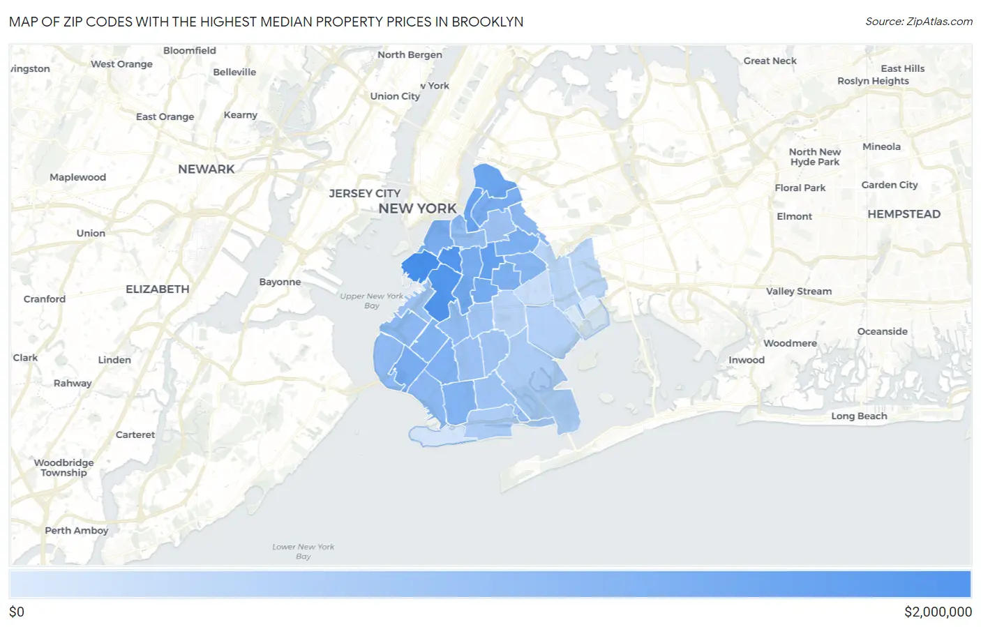 Zip Codes with the Highest Median Property Prices in Brooklyn Map