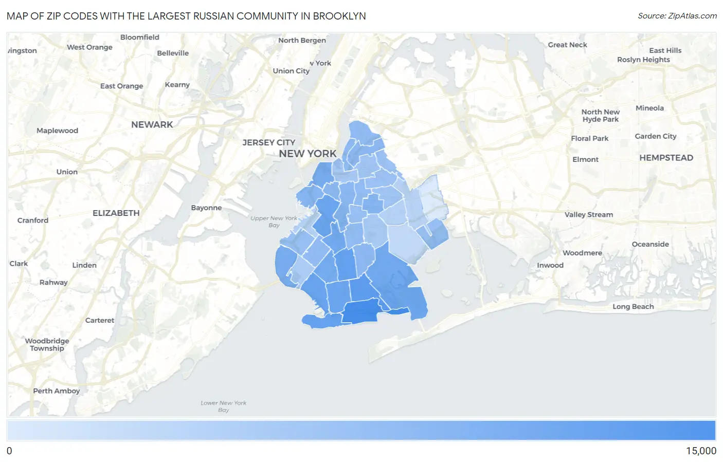 Zip Codes with the Largest Russian Community in Brooklyn Map