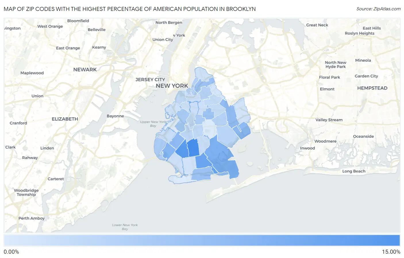Zip Codes with the Highest Percentage of American Population in Brooklyn Map