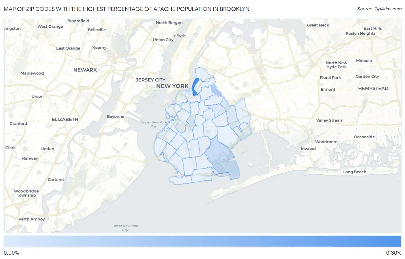 Zip Codes with the Highest Percentage of Apache Population in Brooklyn Map