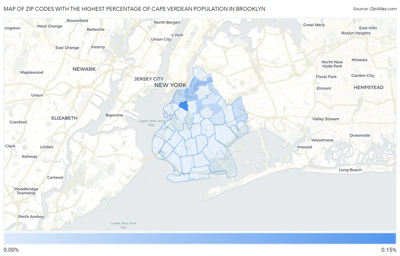 Zip Codes with the Highest Percentage of Cape Verdean Population in Brooklyn Map