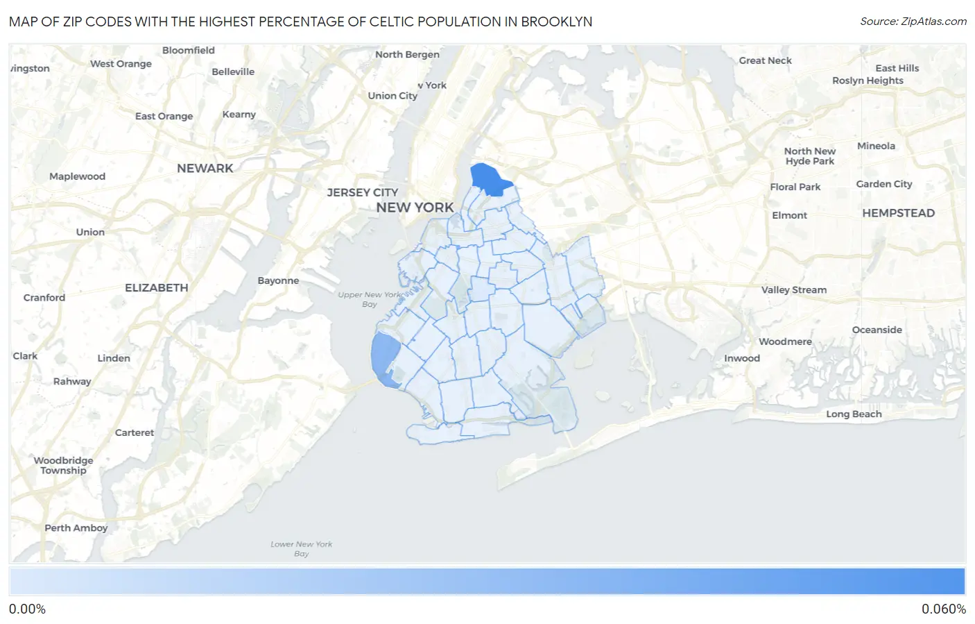 Zip Codes with the Highest Percentage of Celtic Population in Brooklyn Map