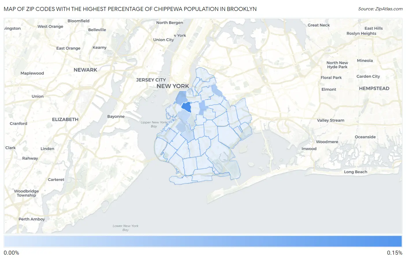 Zip Codes with the Highest Percentage of Chippewa Population in Brooklyn Map