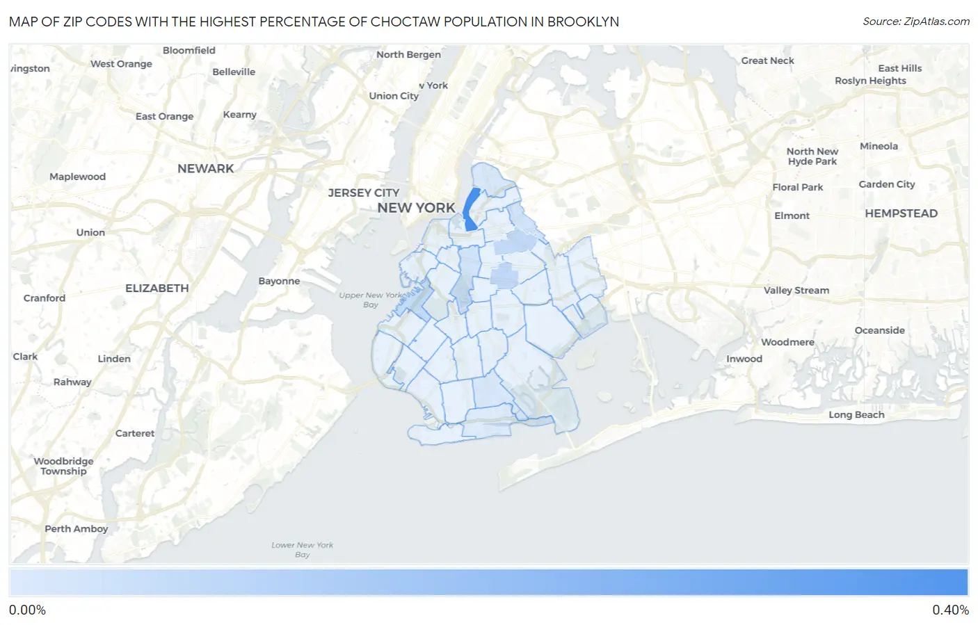 Zip Codes with the Highest Percentage of Choctaw Population in Brooklyn Map