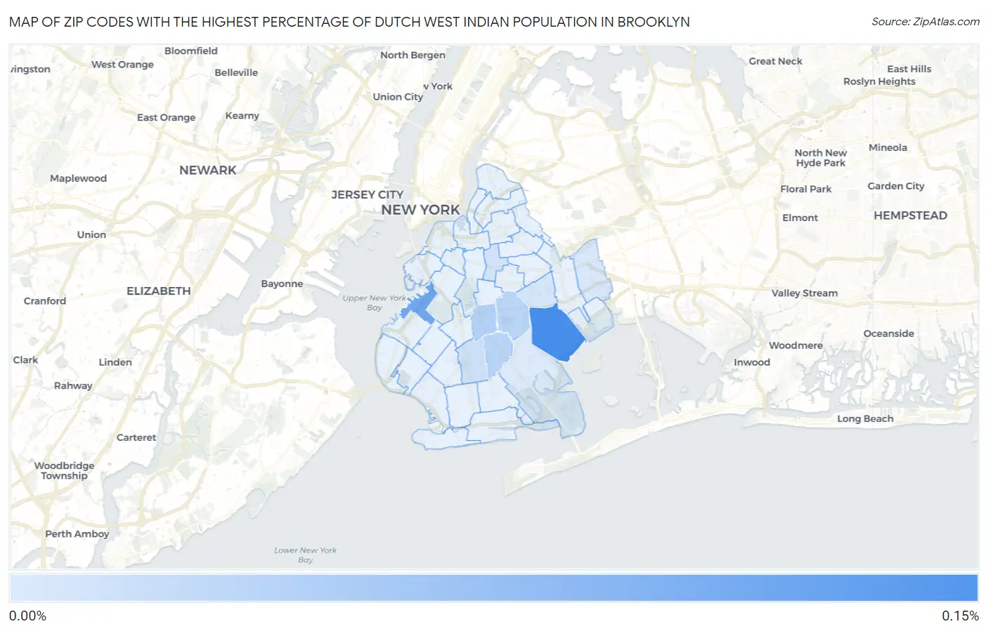 Zip Codes with the Highest Percentage of Dutch West Indian Population in Brooklyn Map