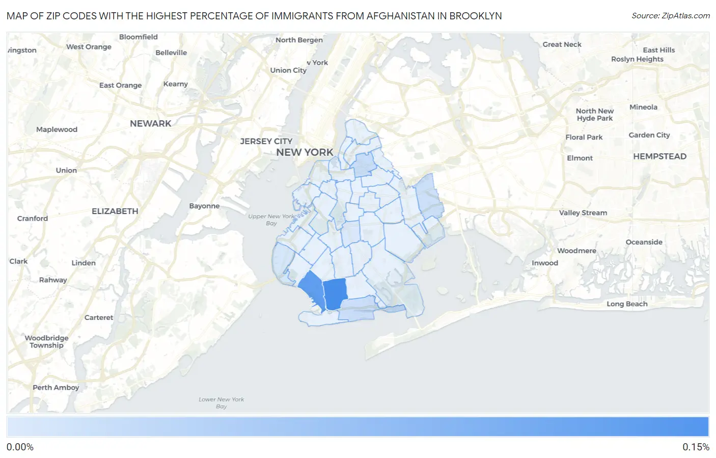Zip Codes with the Highest Percentage of Immigrants from Afghanistan in Brooklyn Map