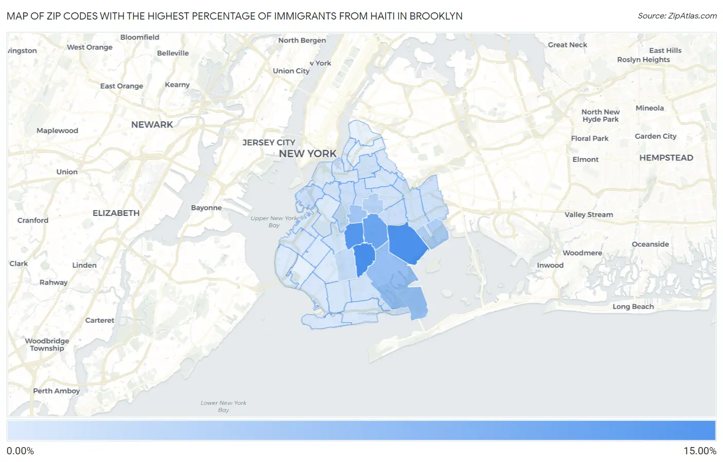 Zip Codes with the Highest Percentage of Immigrants from Haiti in Brooklyn Map