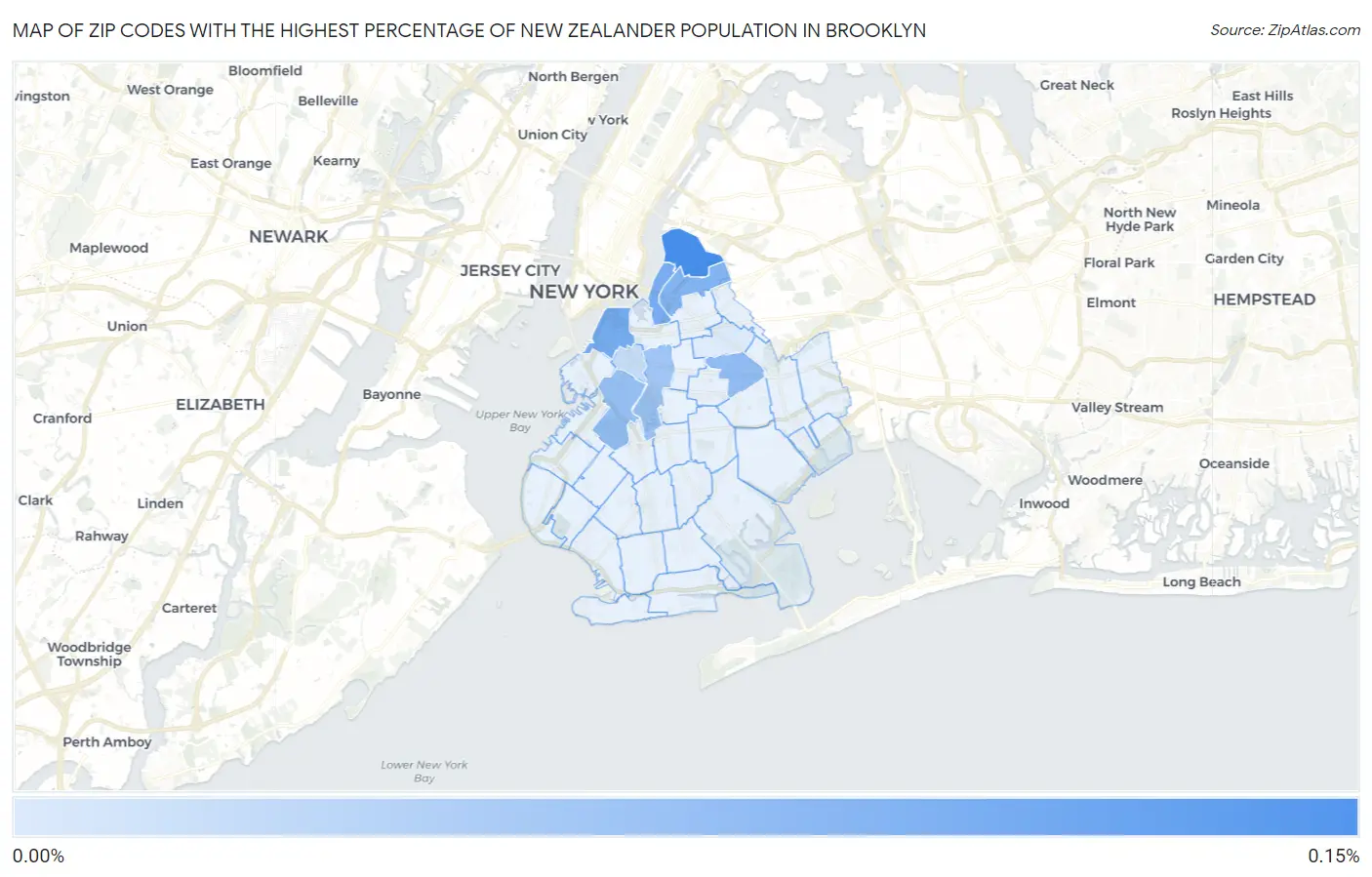 Zip Codes with the Highest Percentage of New Zealander Population in Brooklyn Map