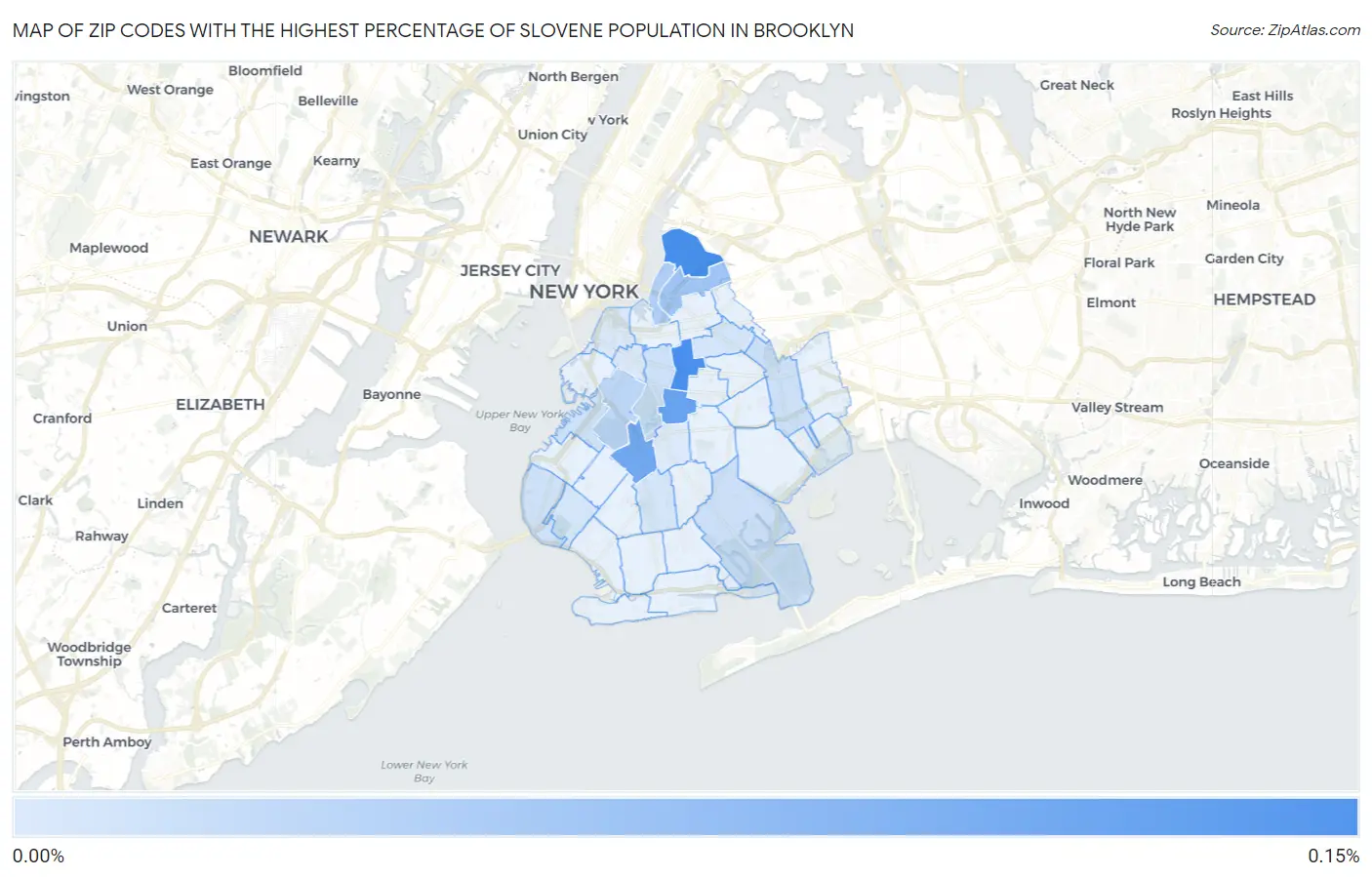 Zip Codes with the Highest Percentage of Slovene Population in Brooklyn Map