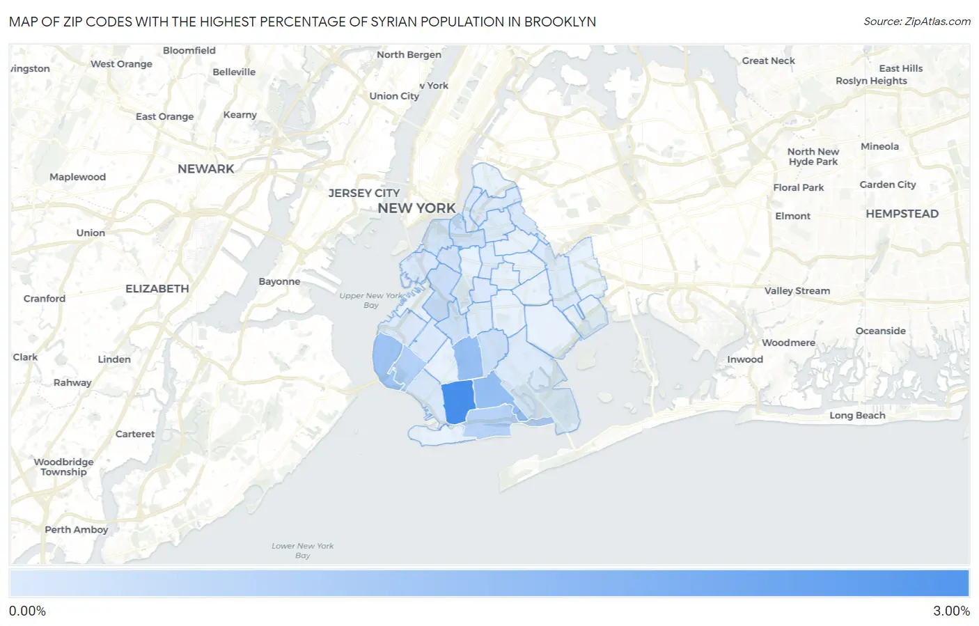 Zip Codes with the Highest Percentage of Syrian Population in Brooklyn Map