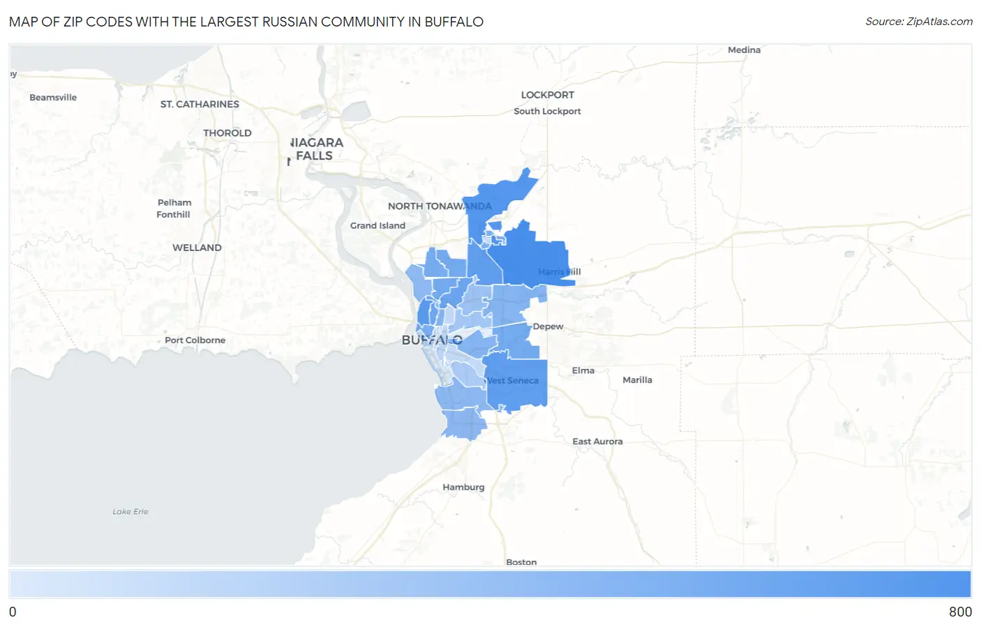 Zip Codes with the Largest Russian Community in Buffalo Map