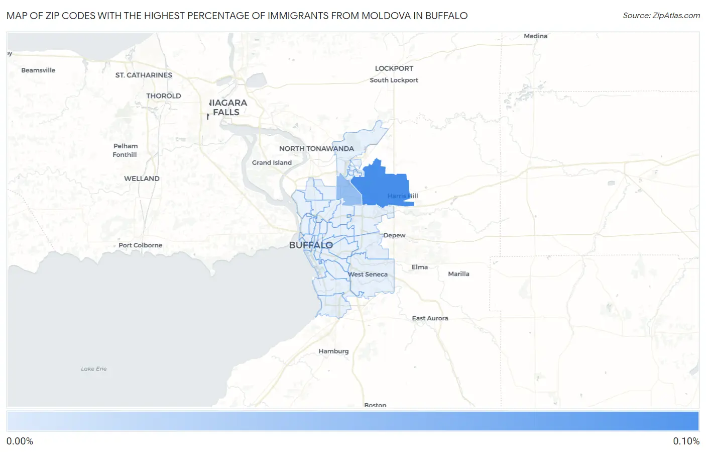 Zip Codes with the Highest Percentage of Immigrants from Moldova in Buffalo Map