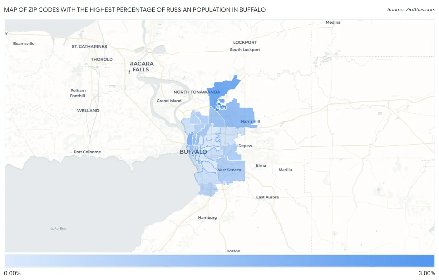 Zip Codes with the Highest Percentage of Russian Population in Buffalo Map