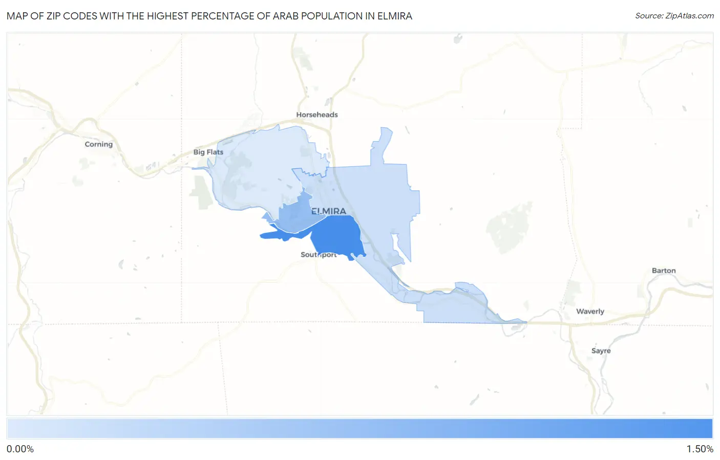 Zip Codes with the Highest Percentage of Arab Population in Elmira Map