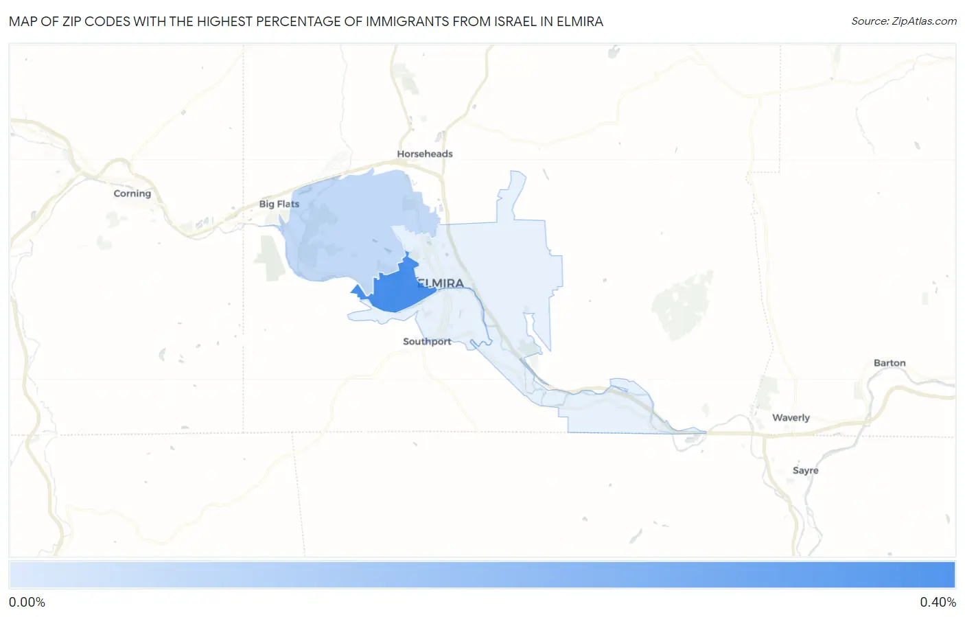Zip Codes with the Highest Percentage of Immigrants from Israel in Elmira Map
