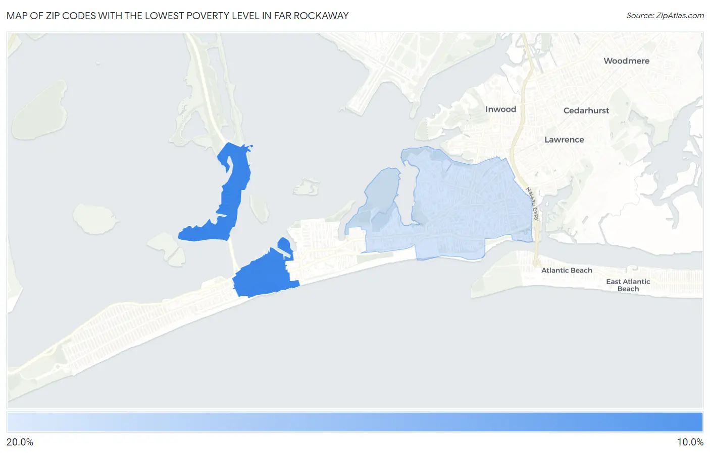 Zip Codes with the Lowest Poverty Level in Far Rockaway Map