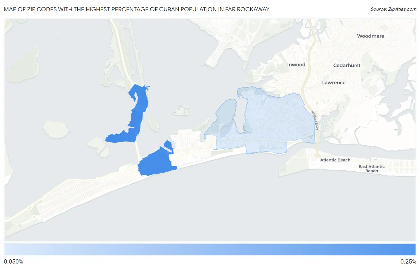Zip Codes with the Highest Percentage of Cuban Population in Far Rockaway Map