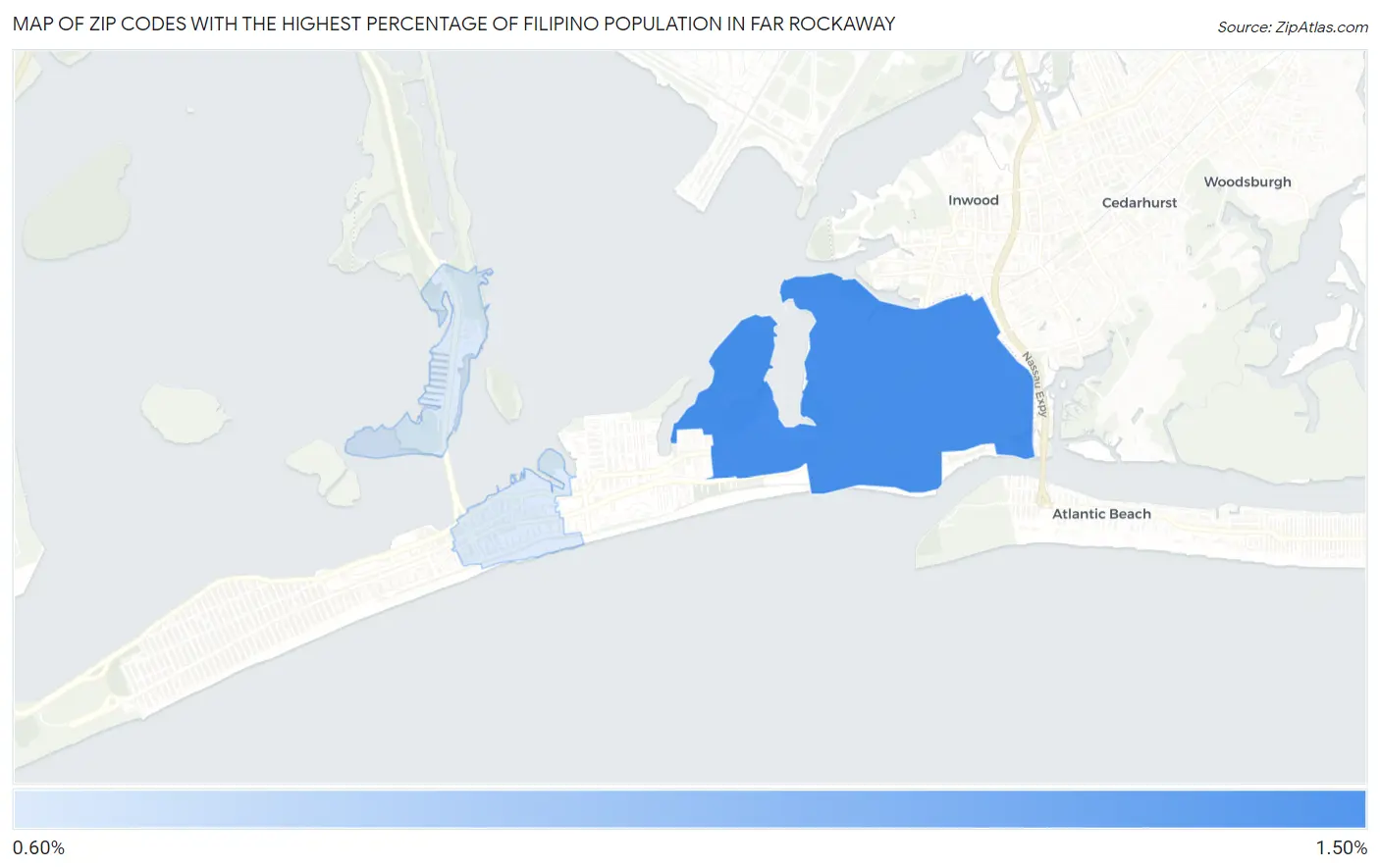 Zip Codes with the Highest Percentage of Filipino Population in Far Rockaway Map