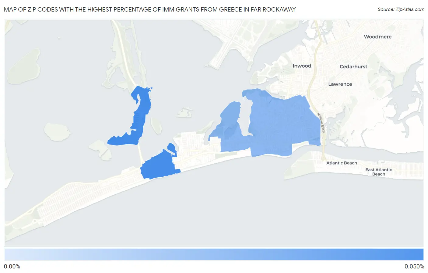 Zip Codes with the Highest Percentage of Immigrants from Greece in Far Rockaway Map