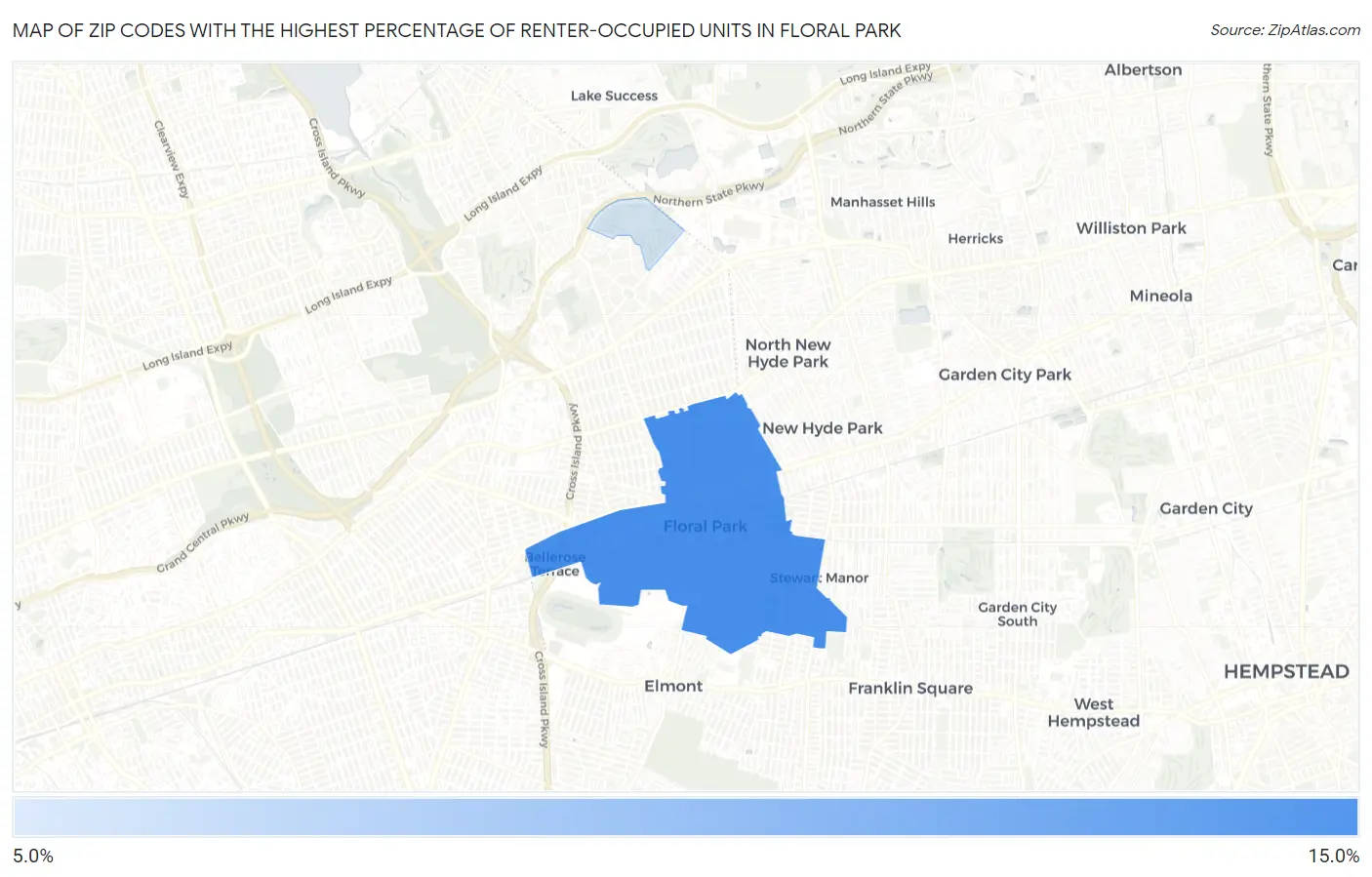 Zip Codes with the Highest Percentage of Renter-Occupied Units in Floral Park Map
