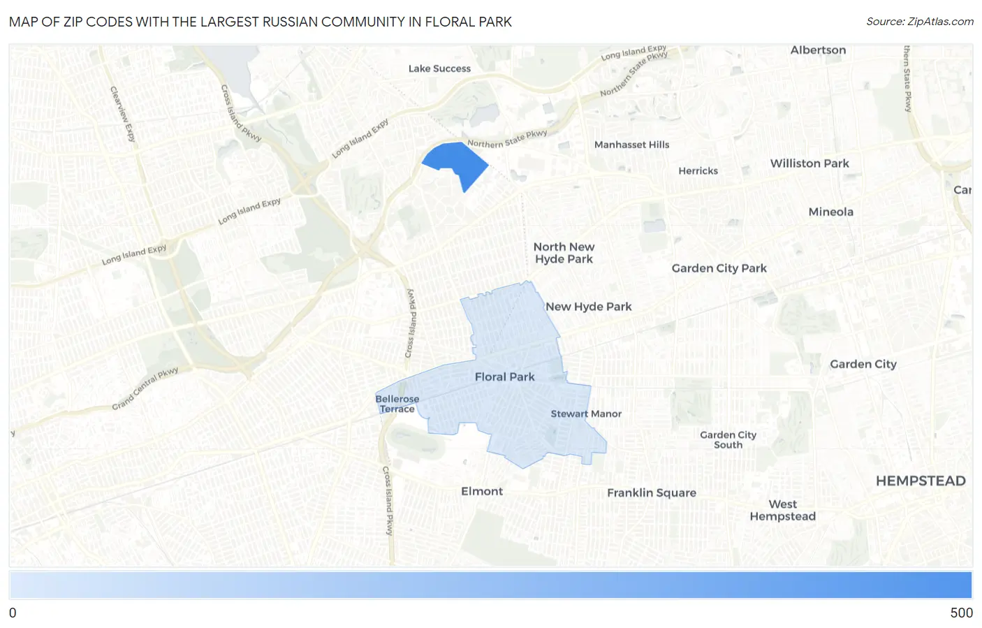 Zip Codes with the Largest Russian Community in Floral Park Map