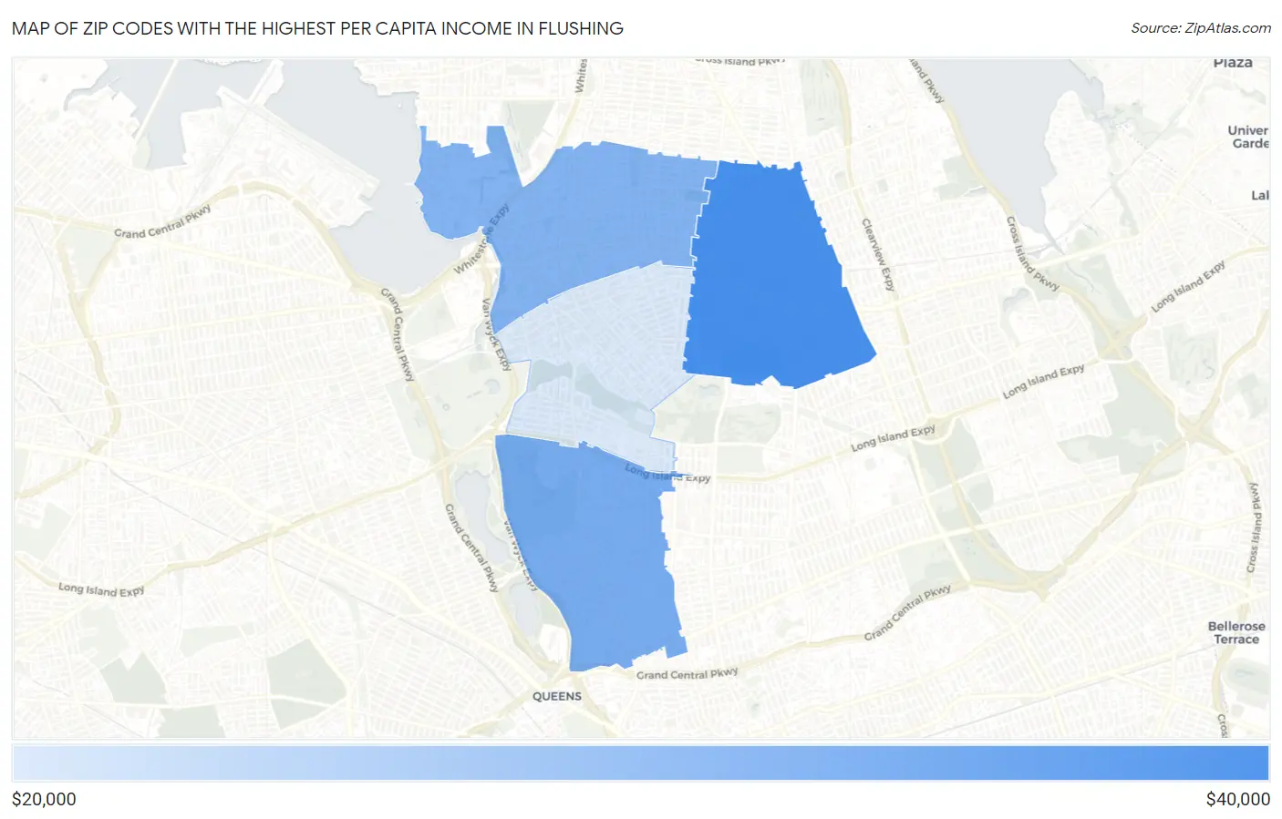 Zip Codes with the Highest Per Capita Income in Flushing Map