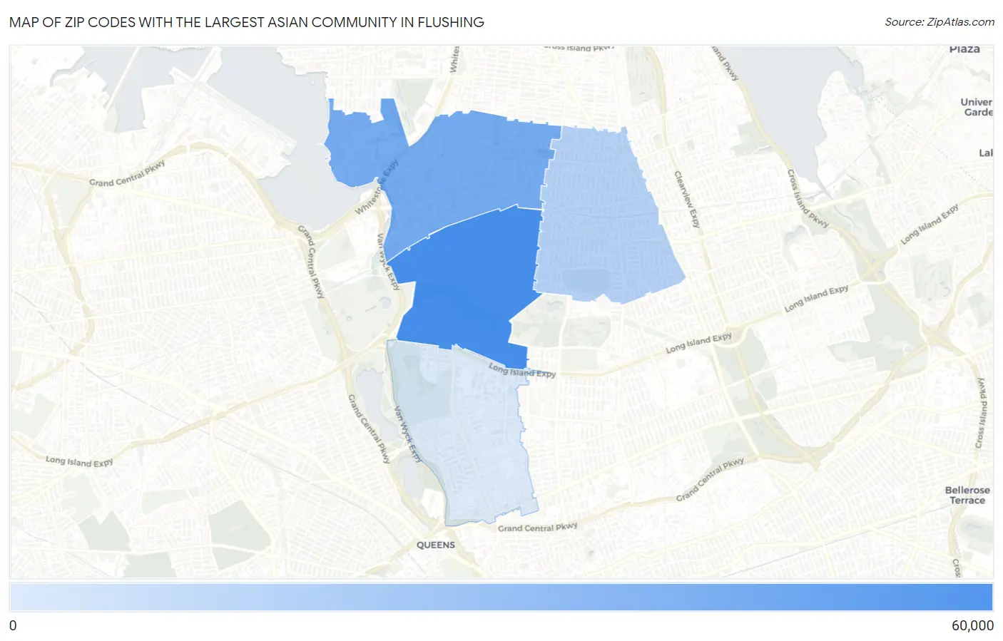 Zip Codes with the Largest Asian Community in Flushing Map