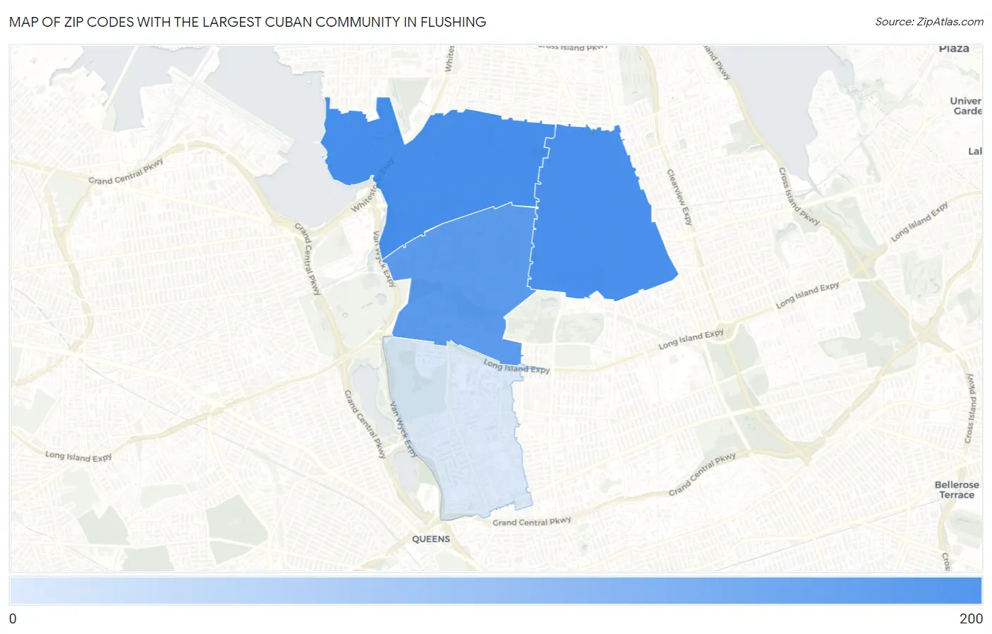 Zip Codes with the Largest Cuban Community in Flushing Map