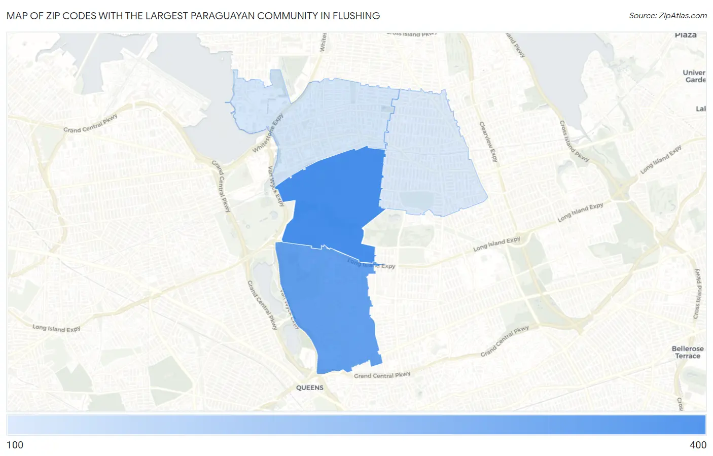Zip Codes with the Largest Paraguayan Community in Flushing Map