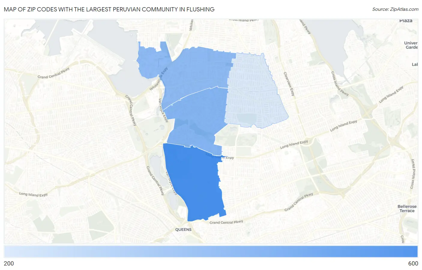 Zip Codes with the Largest Peruvian Community in Flushing Map