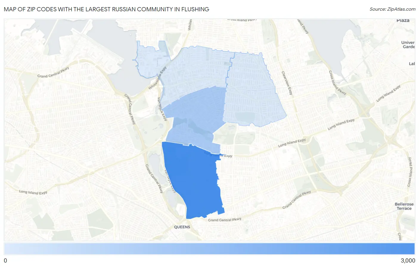 Zip Codes with the Largest Russian Community in Flushing Map