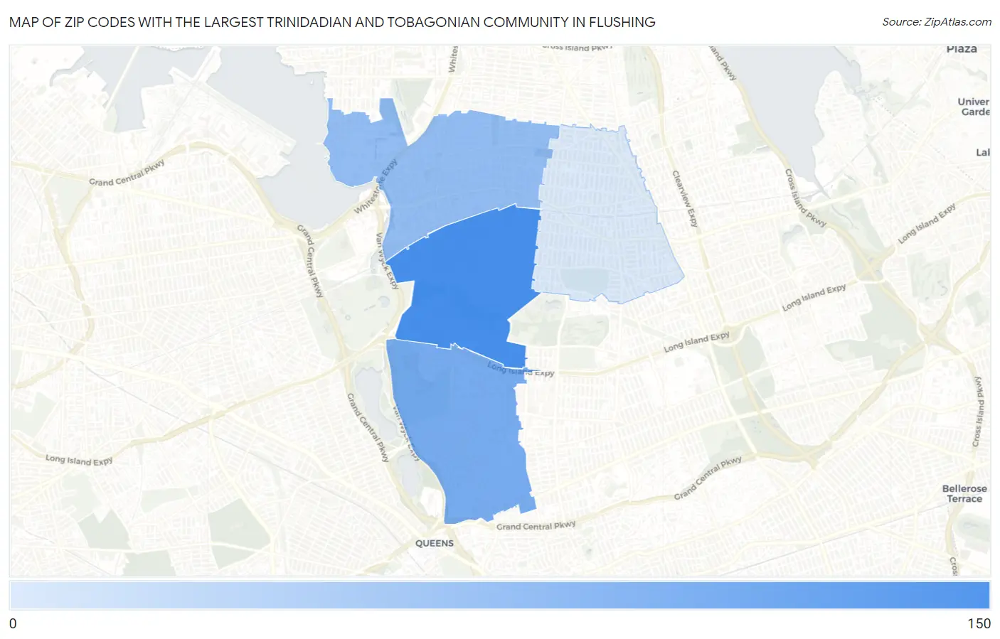 Zip Codes with the Largest Trinidadian and Tobagonian Community in Flushing Map