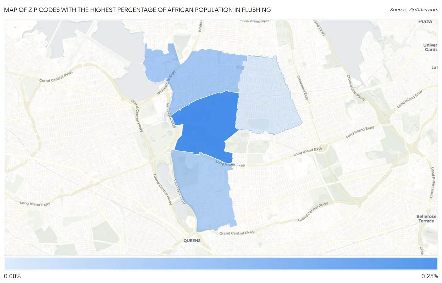 Zip Codes with the Highest Percentage of African Population in Flushing Map