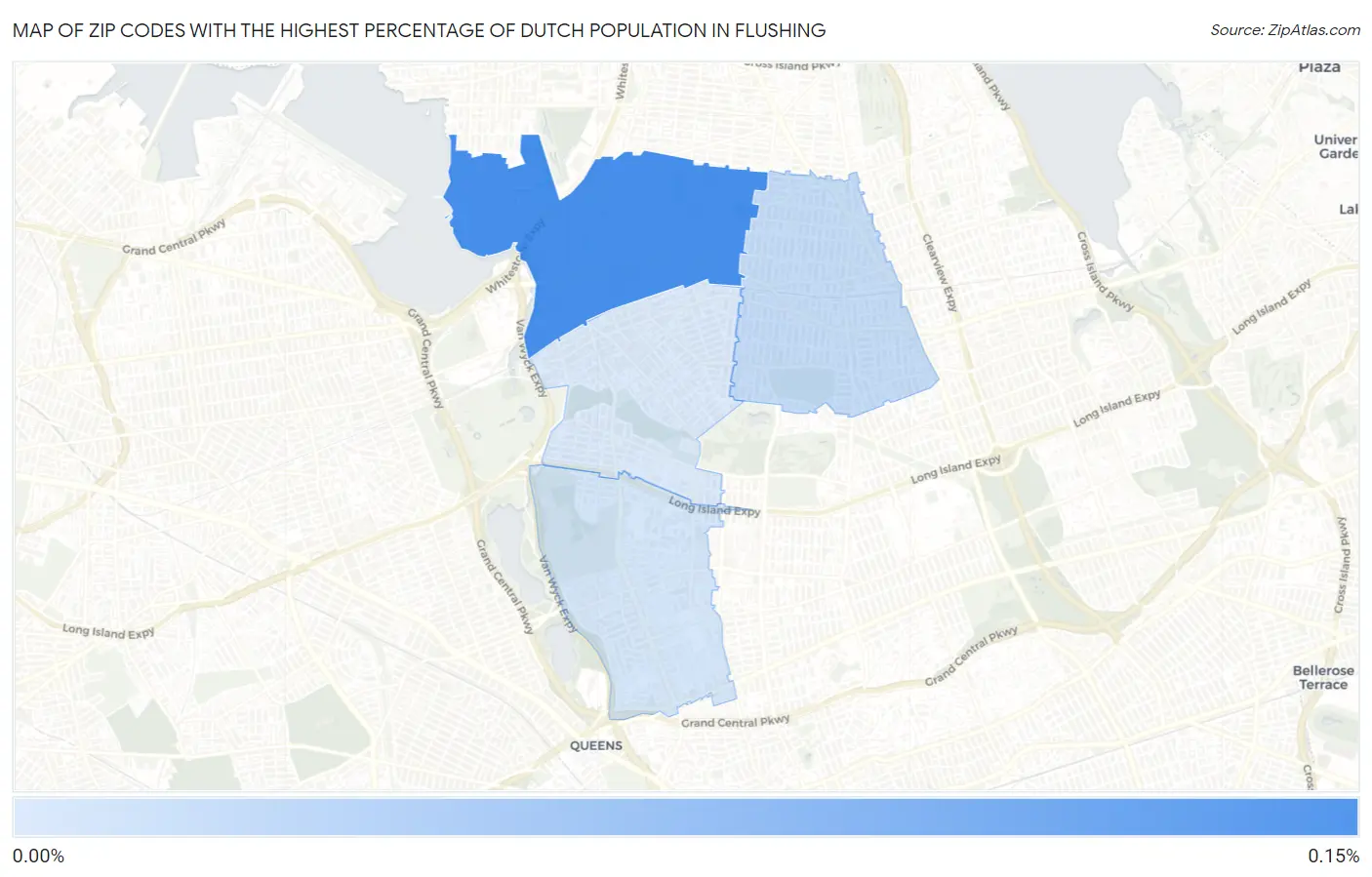 Zip Codes with the Highest Percentage of Dutch Population in Flushing Map