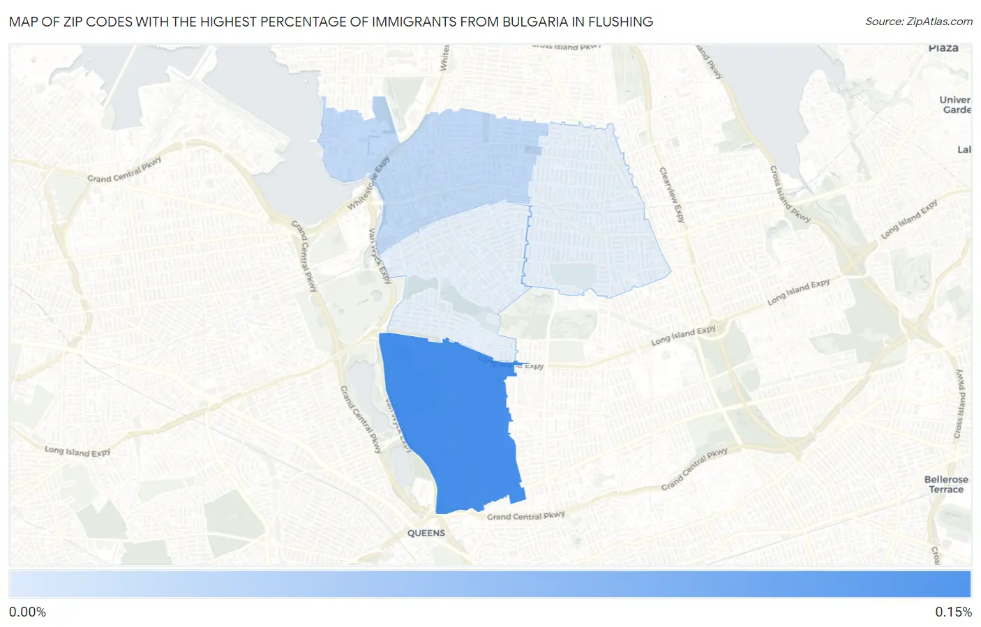 Zip Codes with the Highest Percentage of Immigrants from Bulgaria in Flushing Map