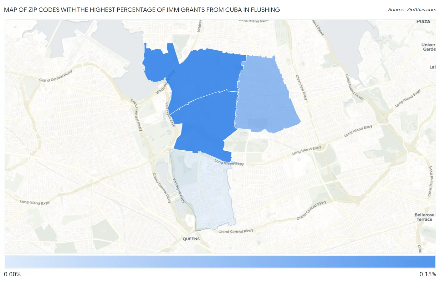 Zip Codes with the Highest Percentage of Immigrants from Cuba in Flushing Map