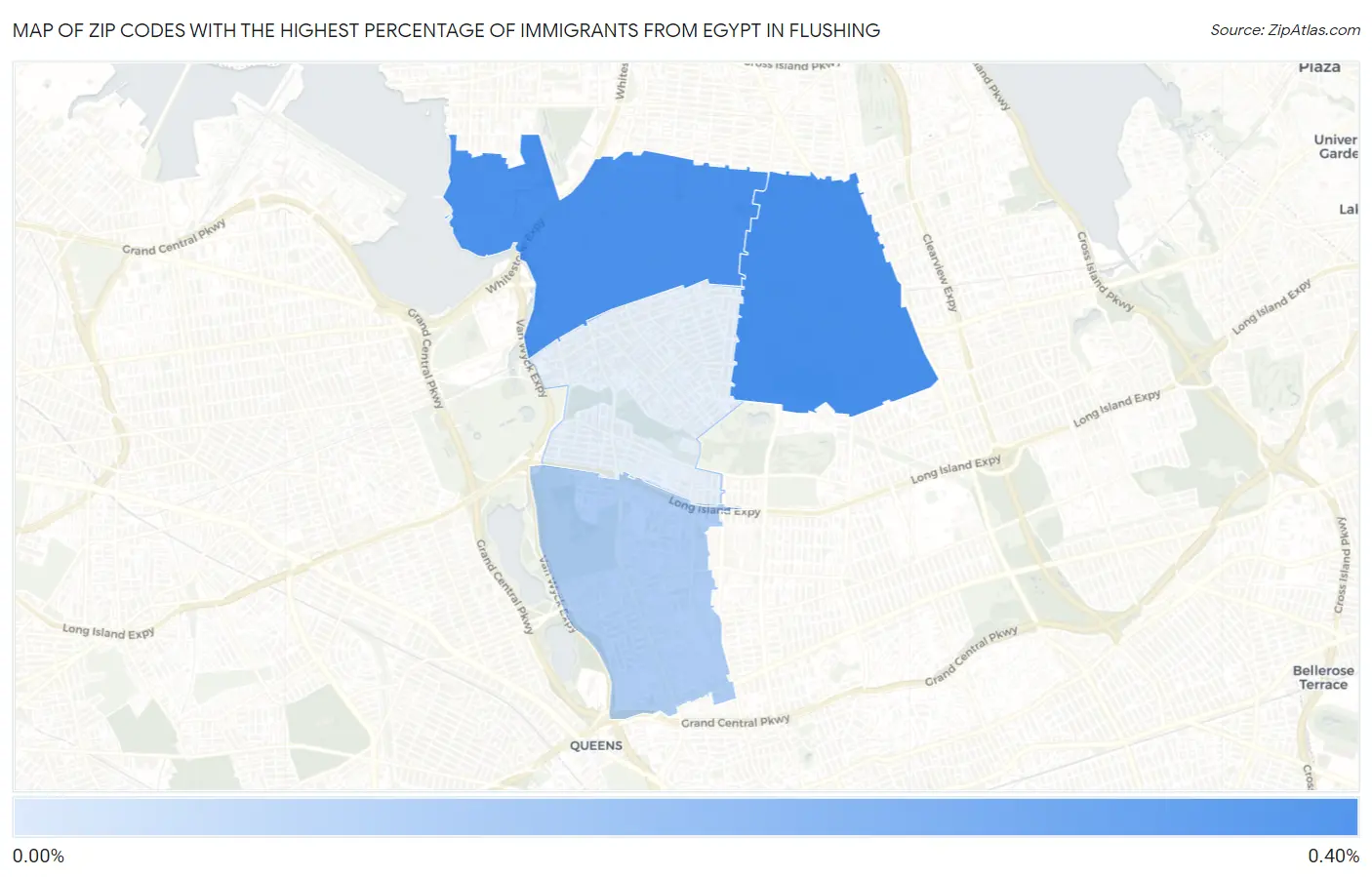 Zip Codes with the Highest Percentage of Immigrants from Egypt in Flushing Map