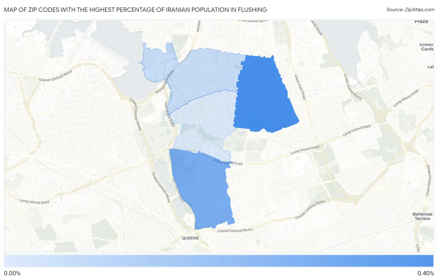 Zip Codes with the Highest Percentage of Iranian Population in Flushing Map