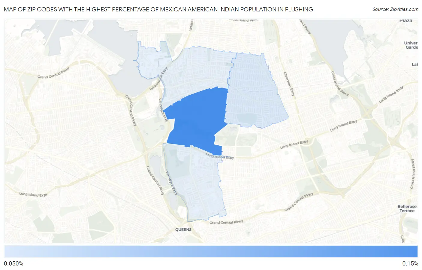 Zip Codes with the Highest Percentage of Mexican American Indian Population in Flushing Map