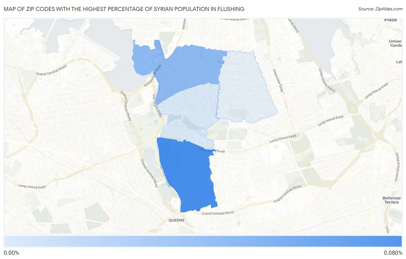 Zip Codes with the Highest Percentage of Syrian Population in Flushing Map