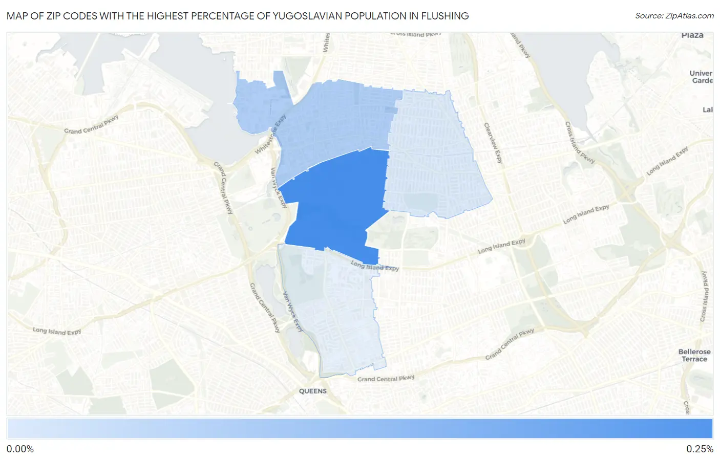 Zip Codes with the Highest Percentage of Yugoslavian Population in Flushing Map