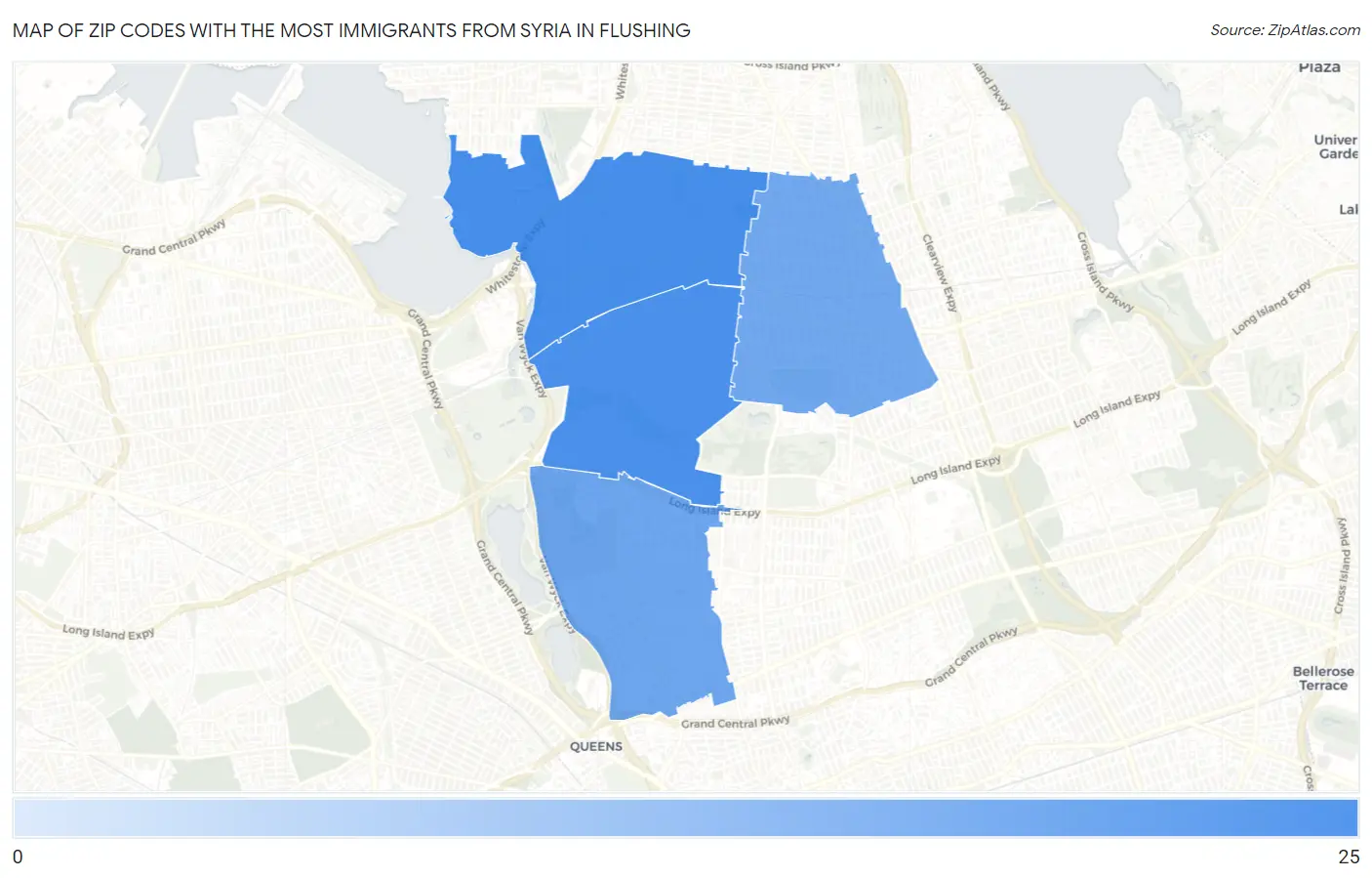 Zip Codes with the Most Immigrants from Syria in Flushing Map