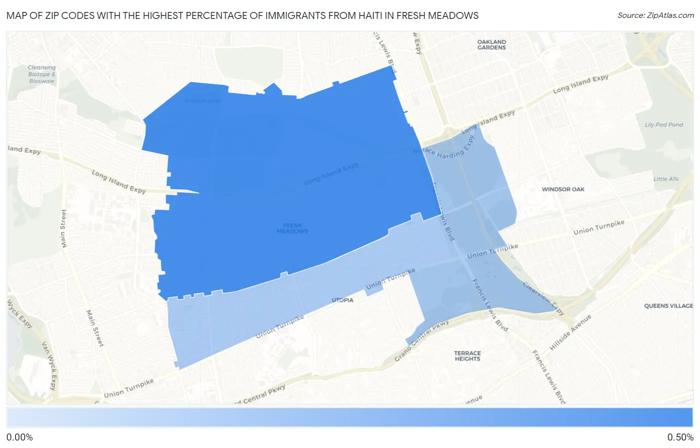 Zip Codes with the Highest Percentage of Immigrants from Haiti in Fresh Meadows Map