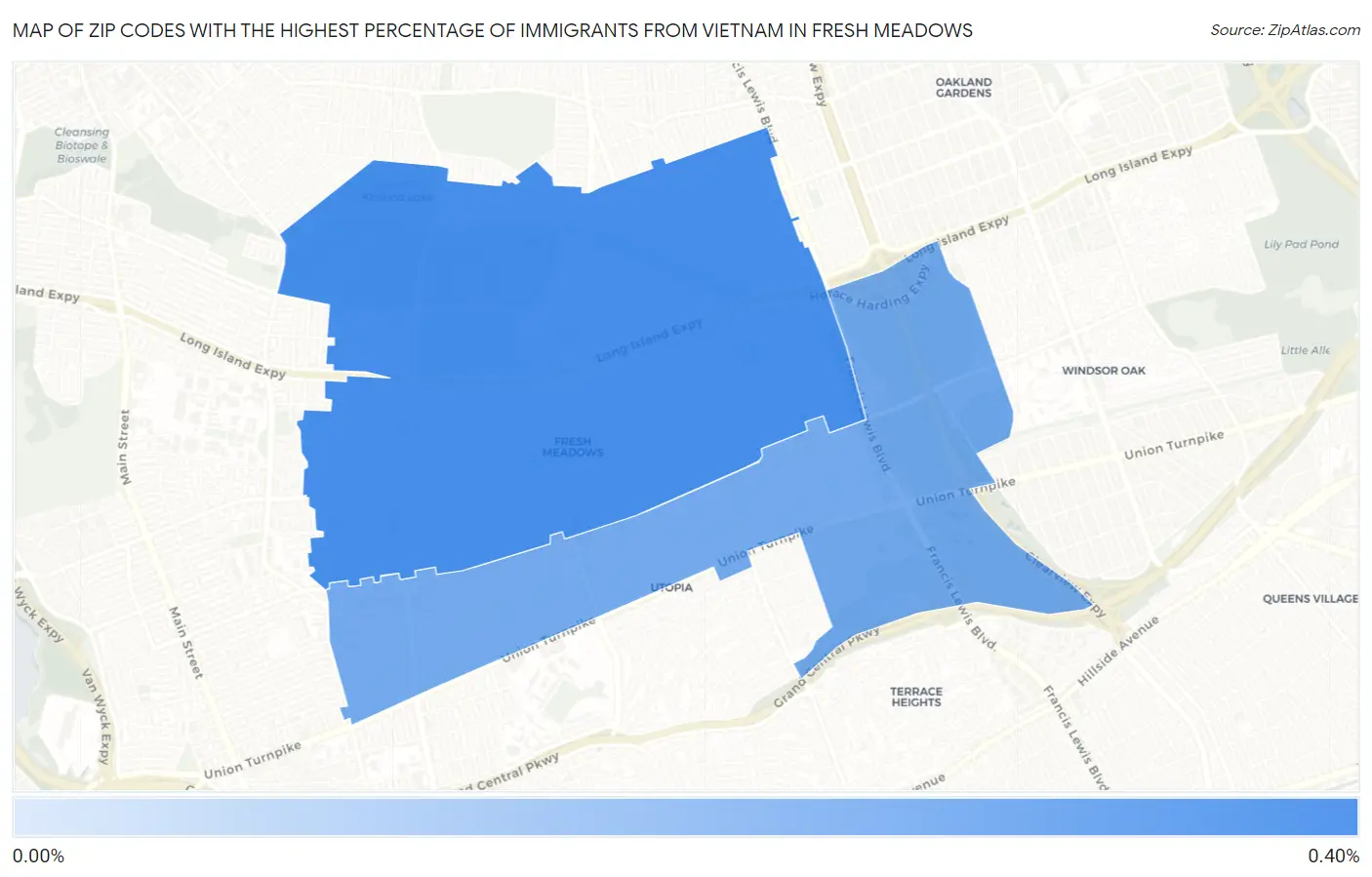Zip Codes with the Highest Percentage of Immigrants from Vietnam in Fresh Meadows Map