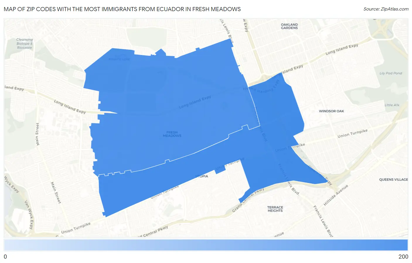 Zip Codes with the Most Immigrants from Ecuador in Fresh Meadows Map
