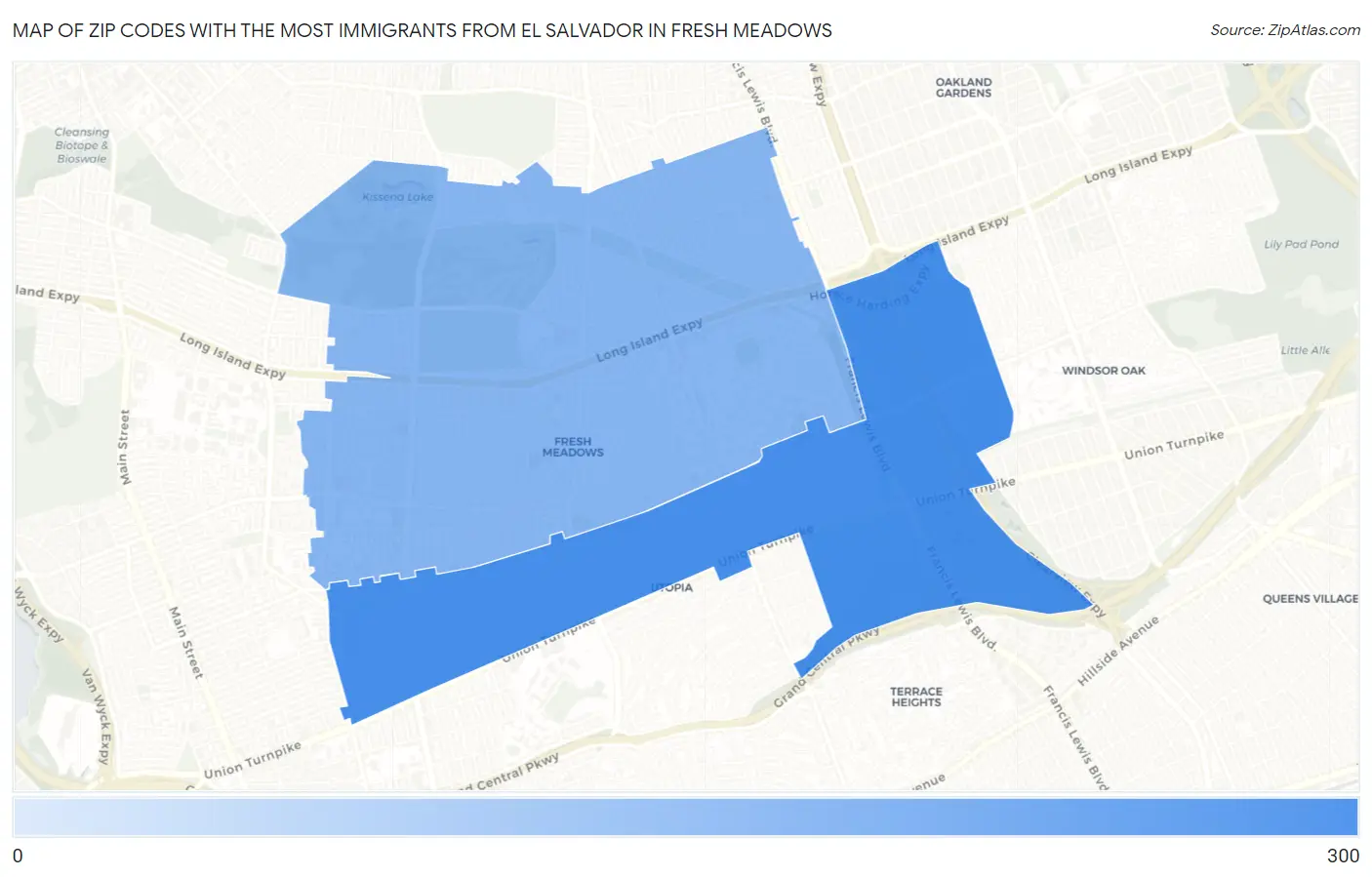 Zip Codes with the Most Immigrants from El Salvador in Fresh Meadows Map