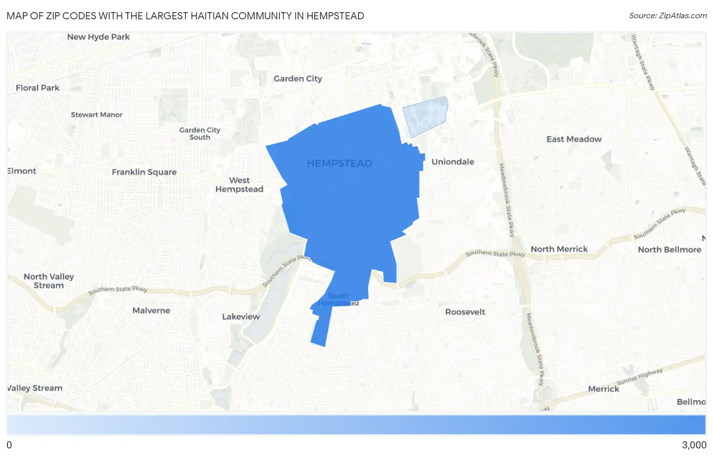 Zip Codes with the Largest Haitian Community in Hempstead Map