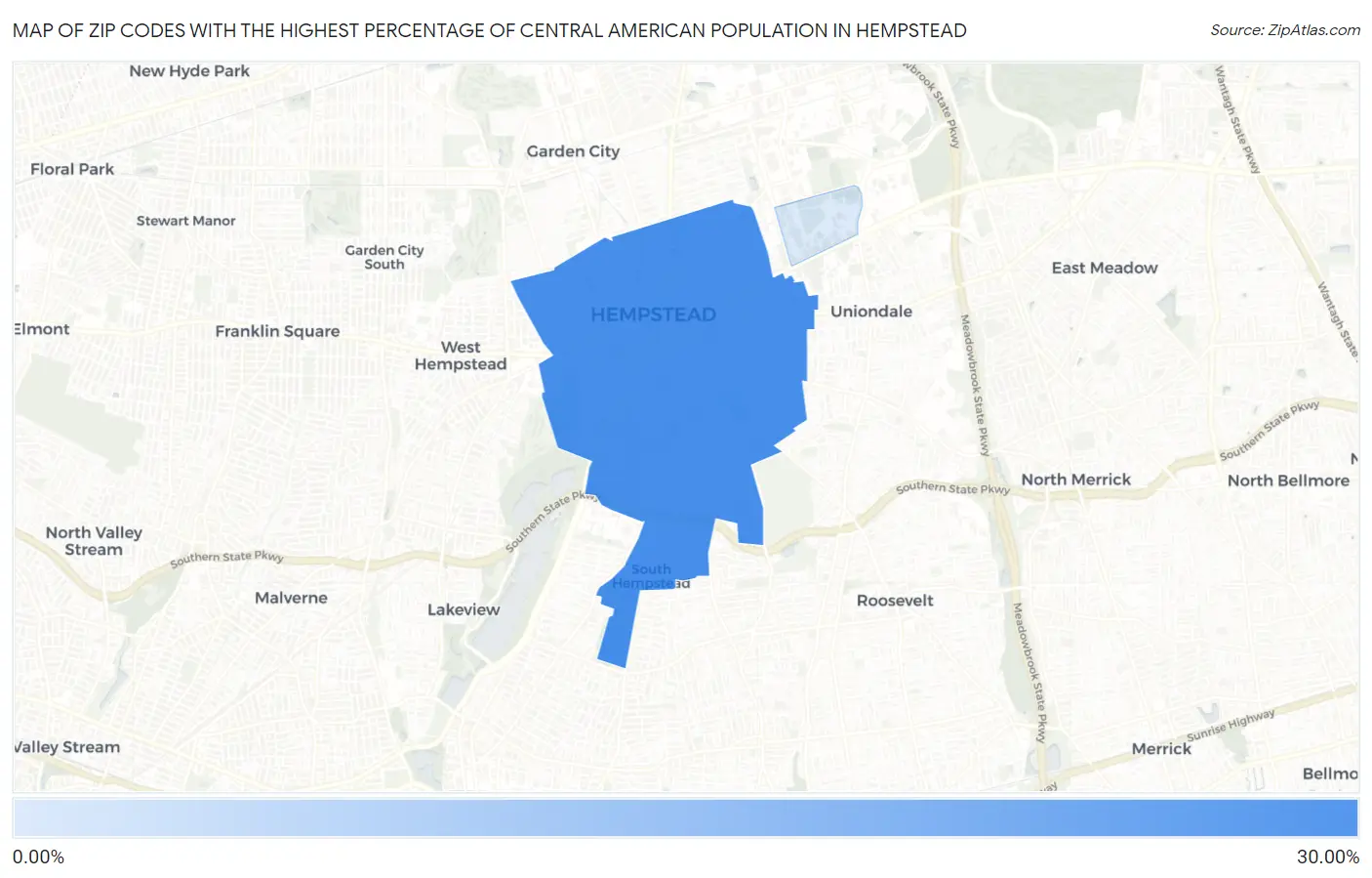 Zip Codes with the Highest Percentage of Central American Population in Hempstead Map