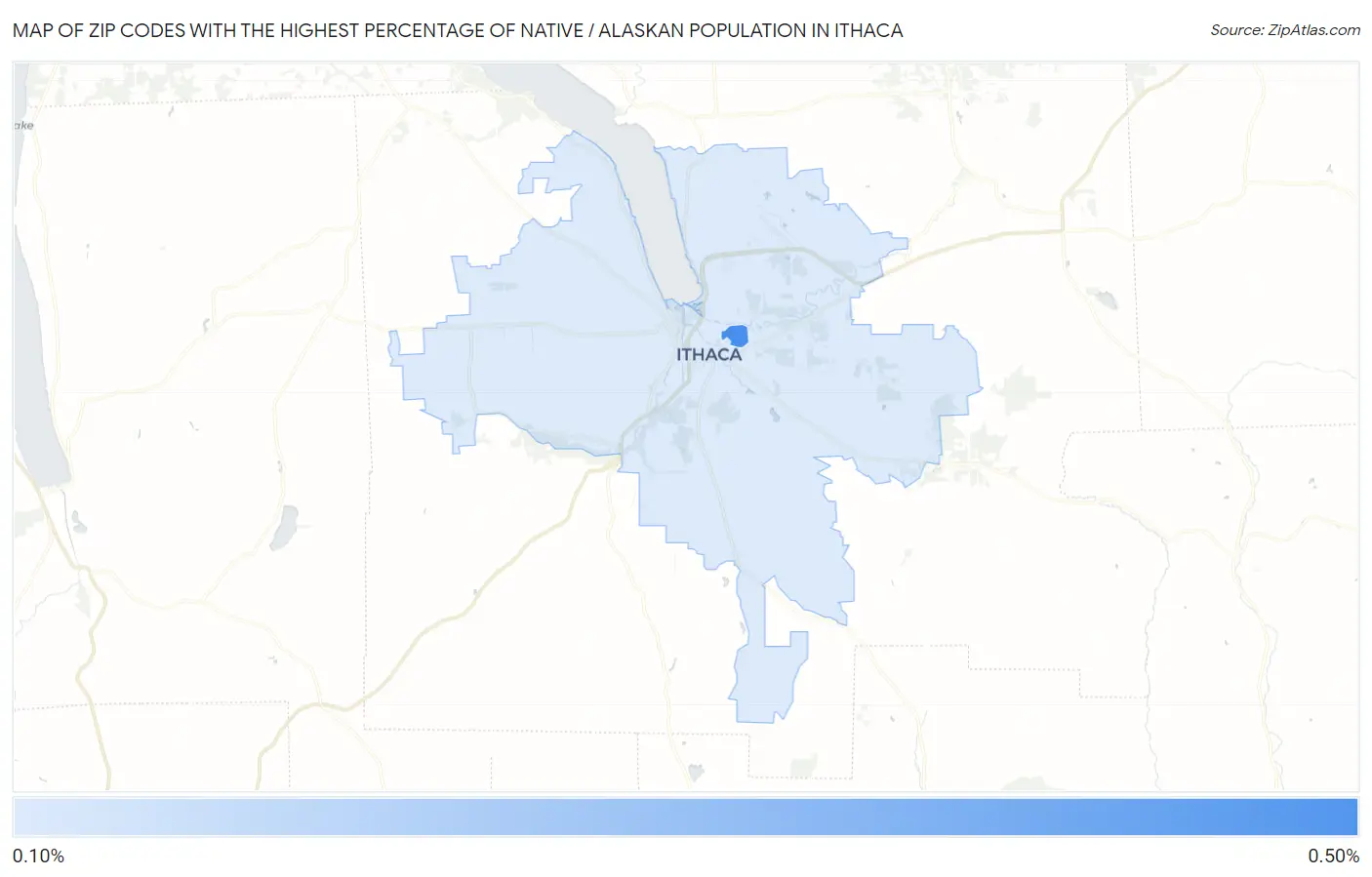 Zip Codes with the Highest Percentage of Native / Alaskan Population in Ithaca Map
